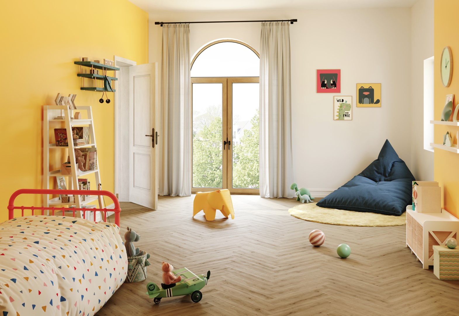 Foto: Parquetvinyl Mantaro Spice visgraat   kinderkamer