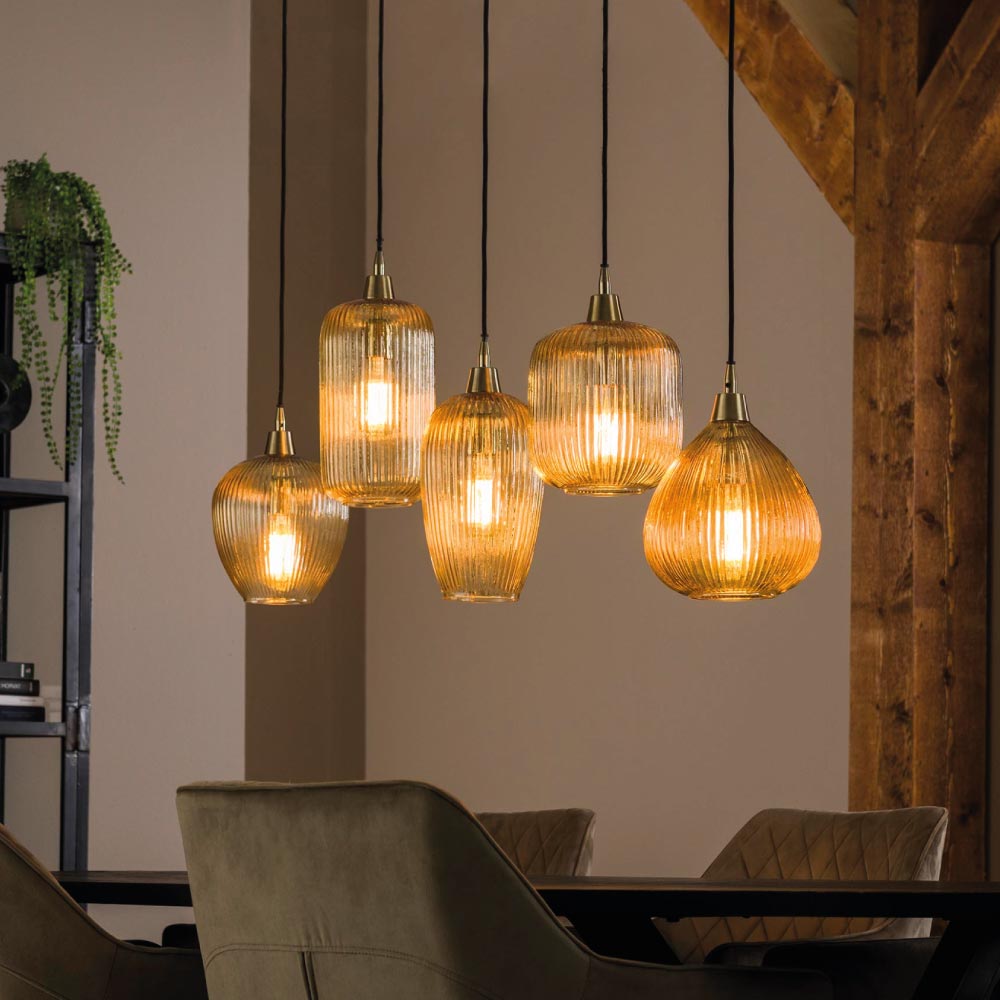 Foto: Heldr Hanglamp Tiana 5L Amber Glas   Mooielampen com