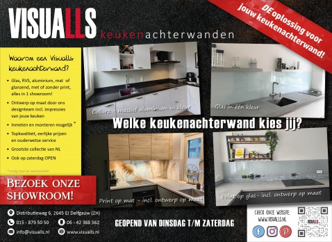 Foto : Visualls keukenachterwanden. Grootste collectie keukenwanden in 1 showroom!