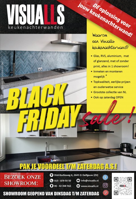 Foto : Black Friday-actie bij Visualls keukenwanden! Grootste collectie van Nederland. Bezoek de showroom!